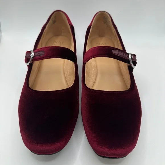 Naturalizer Kelly Velvet Mary Jane Flats in Cabernet Sauvignon - Picture 3 of 13